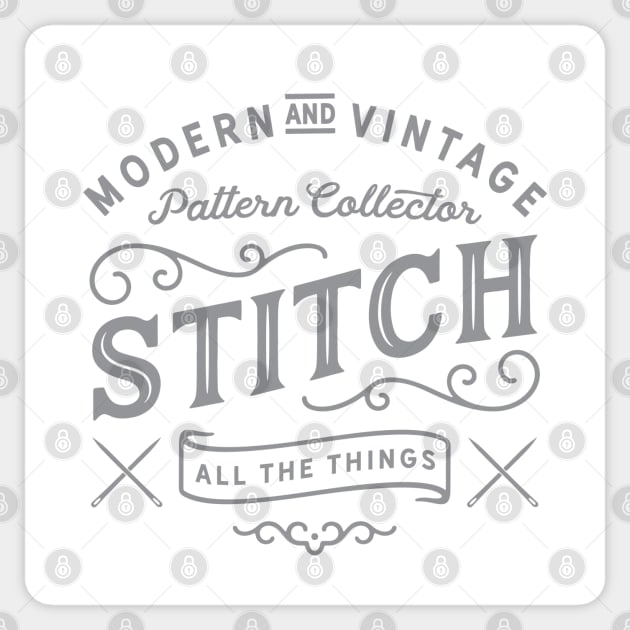 Pattern Collector Gray Sticker by Cherry Hill Stitchery